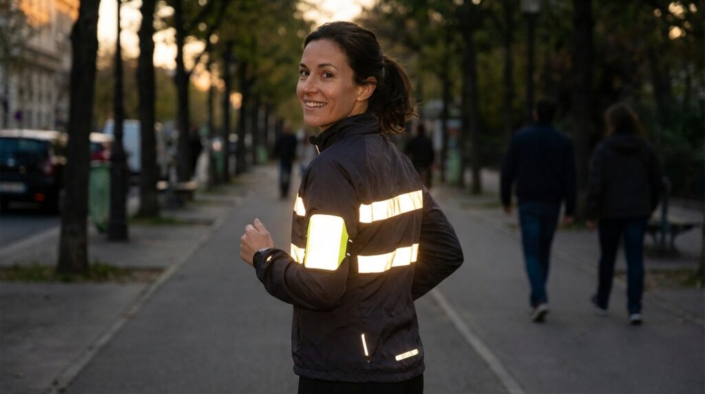 Safety reflectors shining brightly