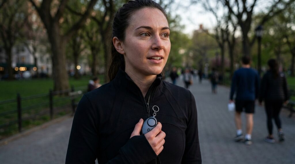 Compact personal alarms.