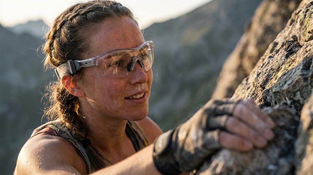 Athlete wearing goggles.